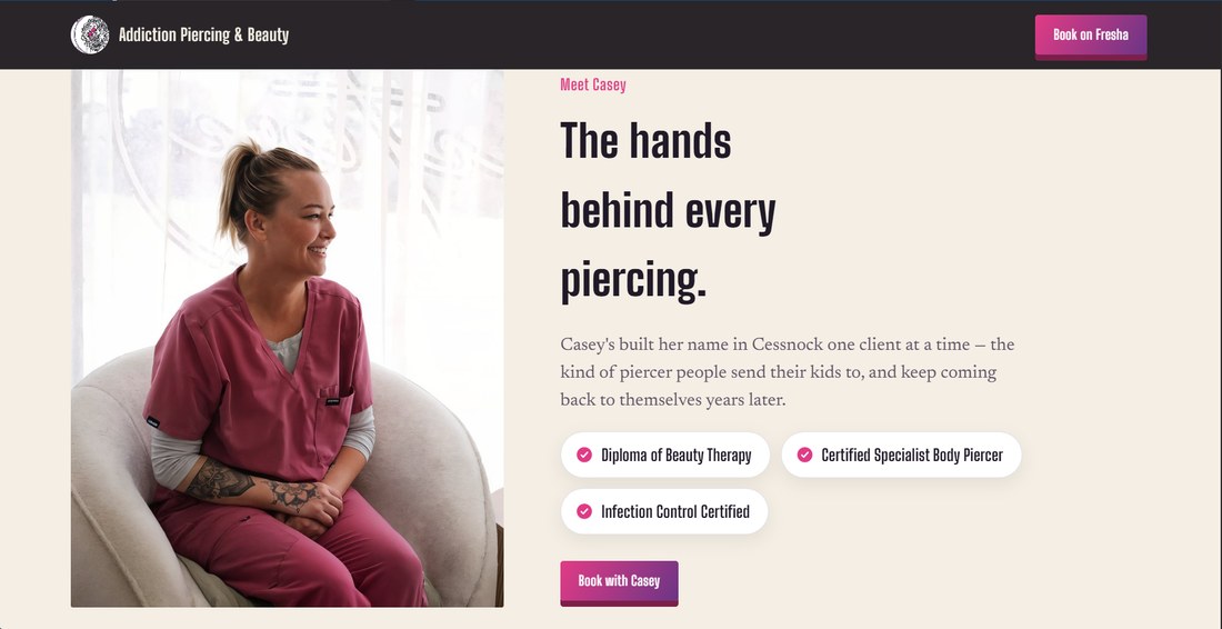 Addiction Piercing & Beauty website